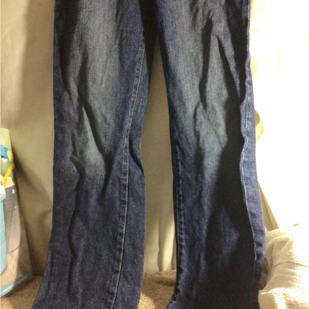 The Children's Place Men's Straight Jeans - Dark Blue with Brown Stitching